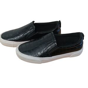 Jenn Ardor Black Croc Pattern Slip On Skate Shoes Size 10